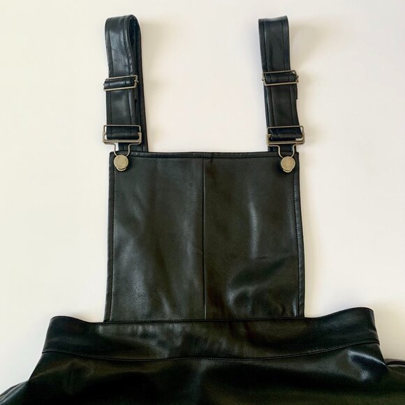 Akira Faux Leather Black Overalls Dress Whimsigoth Fairy Vampire Goth Vampire - Picture 8 of 15